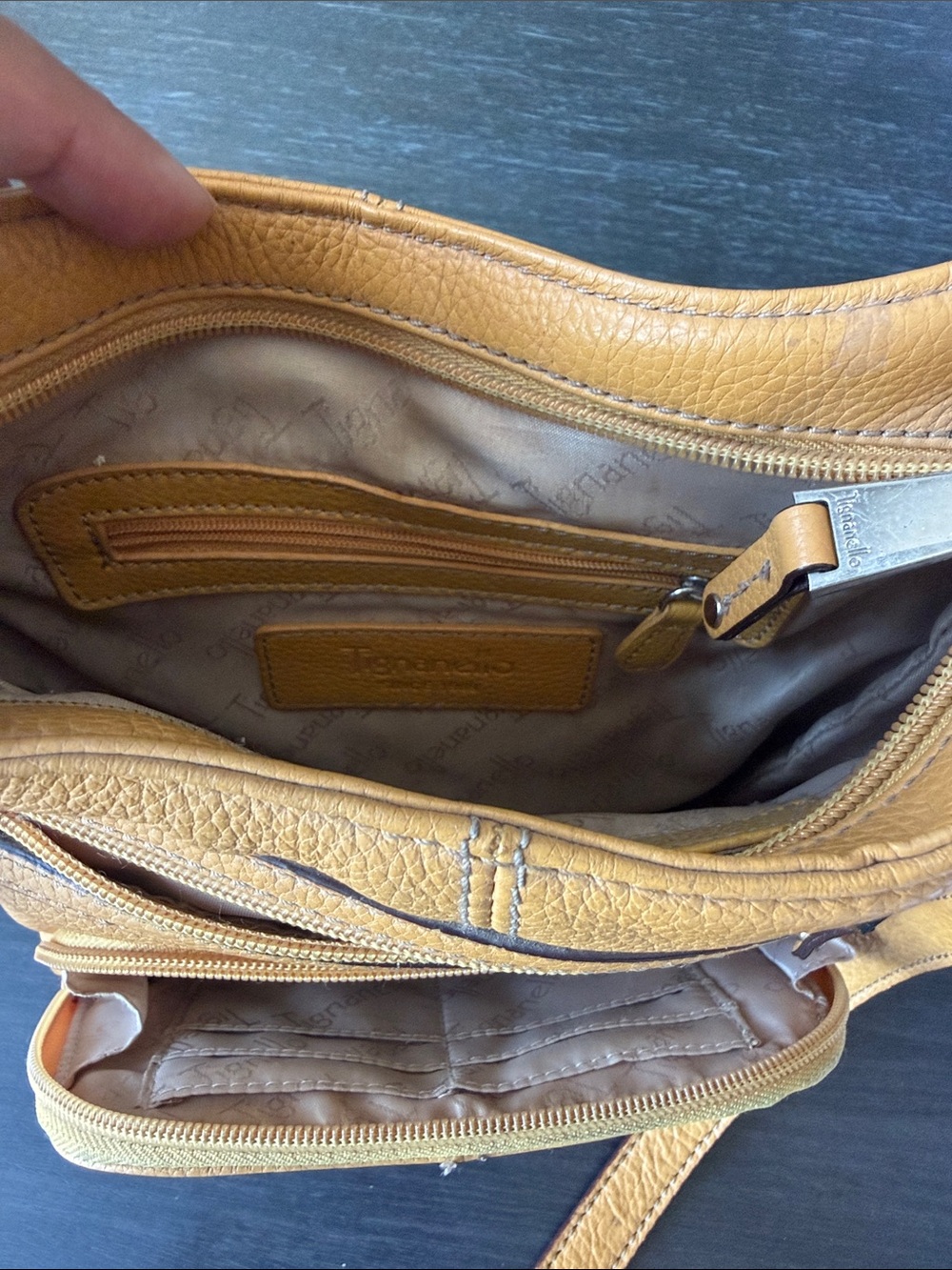 Tiganello Pebbled Crossbody Bag in Camel - Picture 2 of 4